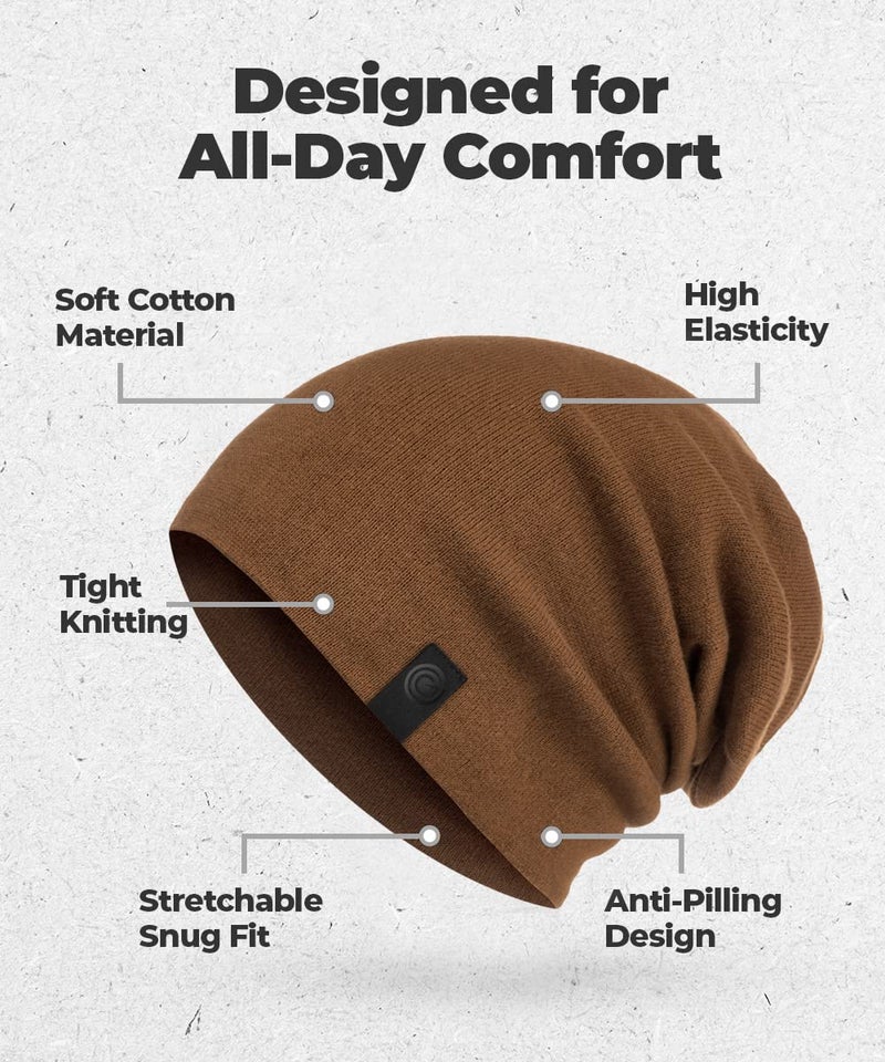 Revony Unisex-Adults Brown Slouchy Beanie Hat - Soft, Stretchy, Warm & Comfortable - Image 4